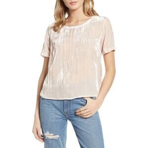 Splendid Pale Pink Crushed Velvet Short Sleeve T-Shirt Top